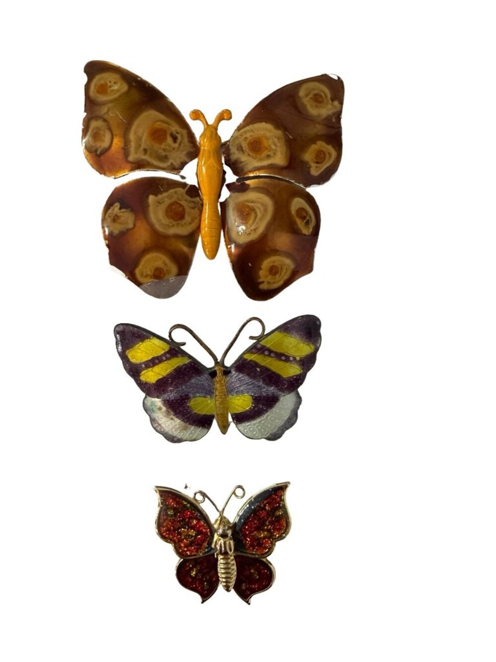 Lot of 3 Vintage Butterfly Brooches Including Made in W. Germany Butterfly Pins